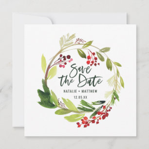 Winterliche Foliage-Save-the-Date-Karte Save The Date