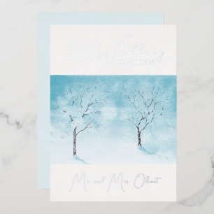Winterliche Frische Hochzeitstag 50 Jahre Folieneinladung