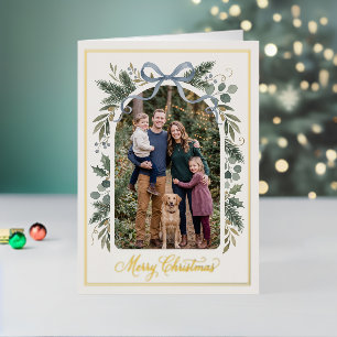 Winterliche Grüne mit Band Weihnachtsfoto