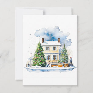 Winterliche Hausszene A - Aquarelle Feiertagskarte