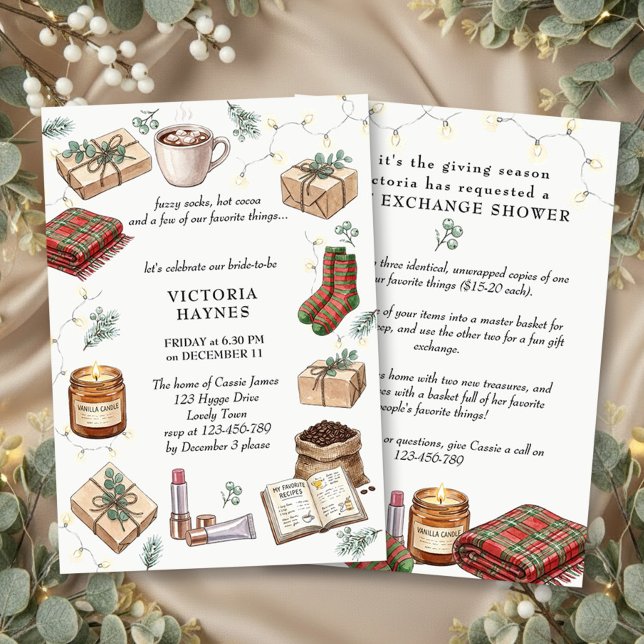 Winterliche Hochzeitsdusche mit Lieblingsdingen Einladung (Favorite Things Winter Bridal Shower Invitation by Darling & May)