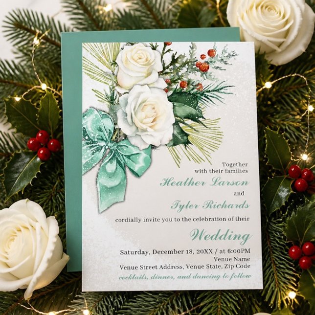 Winterliche Hochzeitseinladung mit Blumen Einladung (Von Creator hochgeladen)