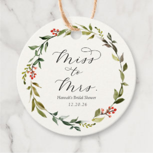 Winterliche Hochzeitsshower-Etiketten für elegante Geschenkanhänger