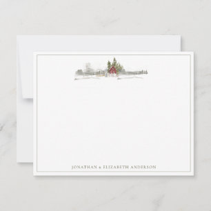 Winterliche Kiefernwald-Minimalismus-Notizkarte Mitteilungskarte