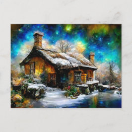 Winterliche Landschaft mit Fantasie Cottage Haus Postkarte