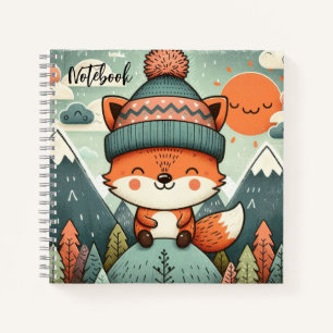 Winterliche Laune – Fuchs in einem flauschigen Hut Notizbuch