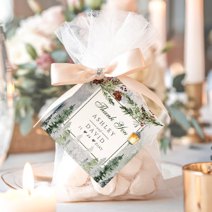 Winterliche Rustikale Kiefern Laterne Hochzeit Dan Geschenkanhänger