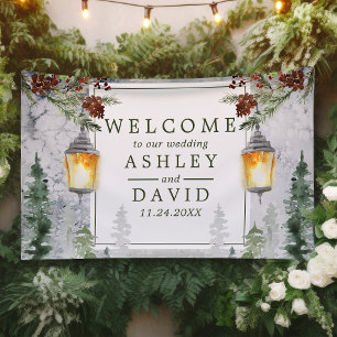 Winterliche rustikale Kiefern Laterne Hochzeitswil Banner