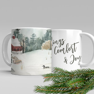 Winterliche Seelandschaft Frohe Botschaft und Freu Kaffeetasse
