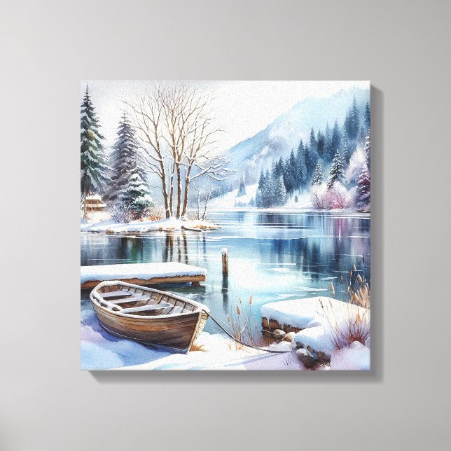 Winterliche Seeszene auf Leinwand (Vorderseite)