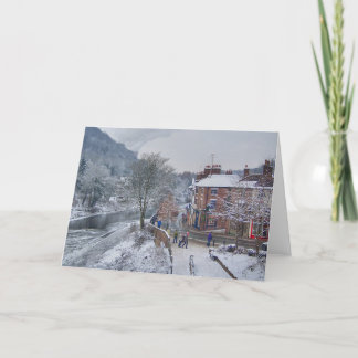 Winterliche Straßen-Szene Feiertagskarte