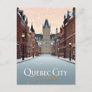 Winterliche Straßenszene in Quebec City Postkarte
