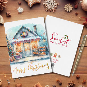 Winterliche Szene Frohe Weihnachten Gold Folien Feiertagskarte
