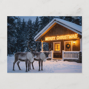 Winterliche Szene mit einem leuchtenden Frohe Weih Postkarte