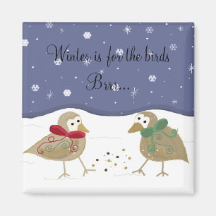 Winterliche Szene mit zwei kleinen Vögeln Magnet