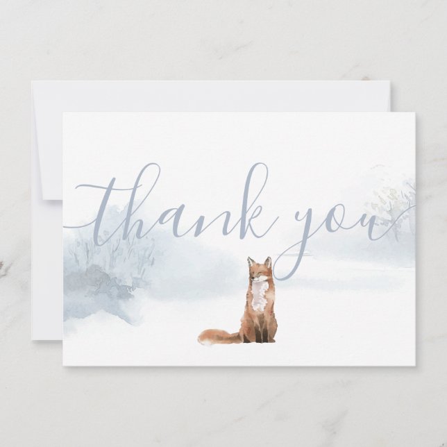 Winterliche Waldszene Fuchs Danke (Vorderseite)
