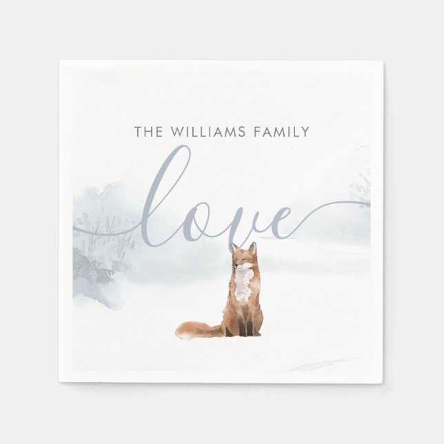 Winterliche Waldszene Fuchs Feiertag Serviette (Vorderseite)
