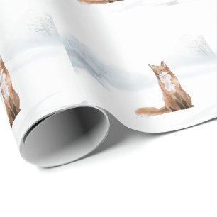 Winterliche Waldszene Fuchs Geschenkpapier