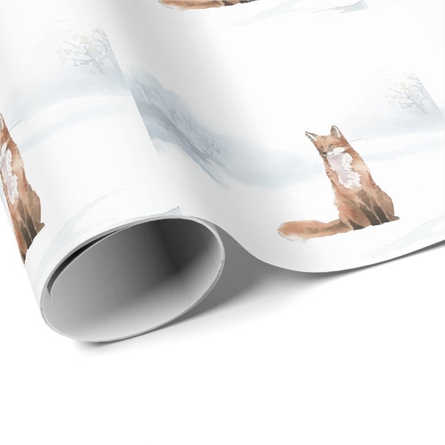 Winterliche Waldszene Fuchs Geschenkpapier (Rolleneckpunkt)