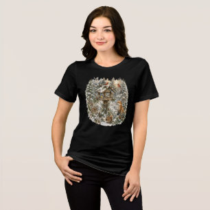 Winterliche Waldvogelhaus-Wildnis-Kunst Tri-Blend Shirt