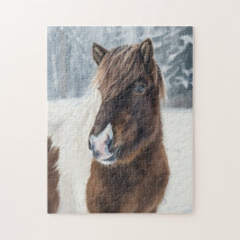 Winterliche Wärme Isländisches Pferd Wasserfarben- Puzzle