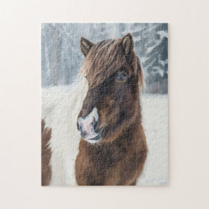 Winterliche Wärme Isländisches Pferd Wasserfarben- Puzzle
