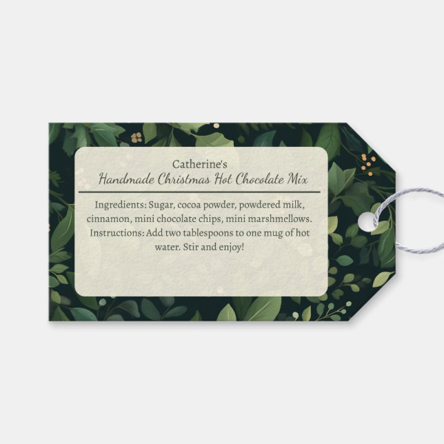 Winterliche Weihnachtsschokoladen-Mischung Geschenkanhänger (Vorderseite (Horizontal))