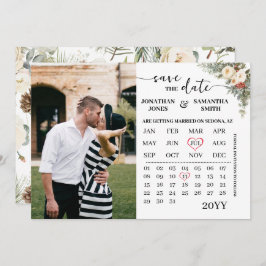 Winterlicher Blumenkalender mit Foto Save The Date