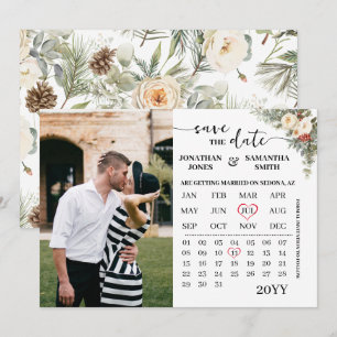 Winterlicher Blumenkalender mit Foto Save The Date