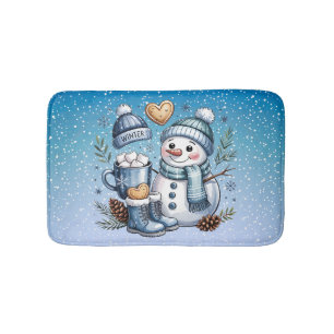 Winterlicher gemütlicher Schneemann Badematte