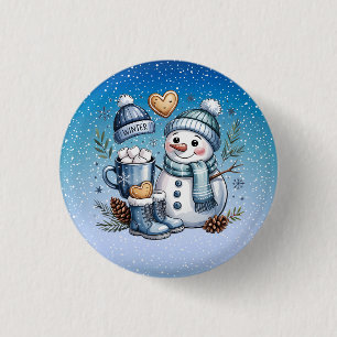 Winterlicher gemütlicher Schneemann Button