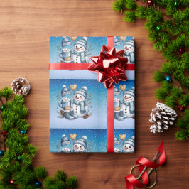 Winterlicher gemütlicher Schneemann Geschenkpapier