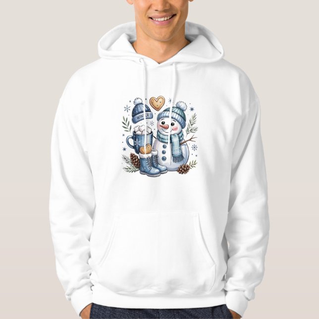 Winterlicher gemütlicher Schneemann  Hoodie (Vorderseite)