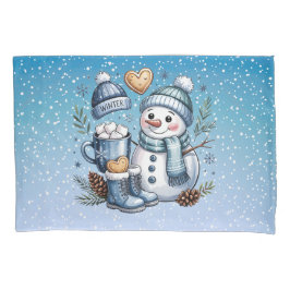 Winterlicher gemütlicher Schneemann Kissenbezug
