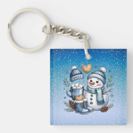 Winterlicher gemütlicher Schneemann Schlüsselanhänger