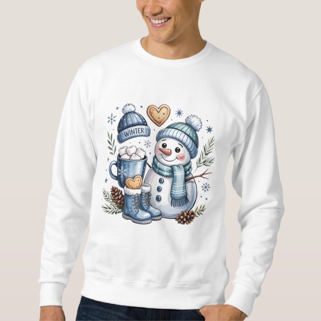 Winterlicher gemütlicher Schneemann  Sweatshirt (Vorderseite)