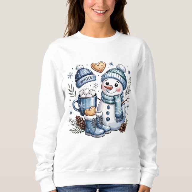 Winterlicher gemütlicher Schneemann  Sweatshirt (Vorderseite)