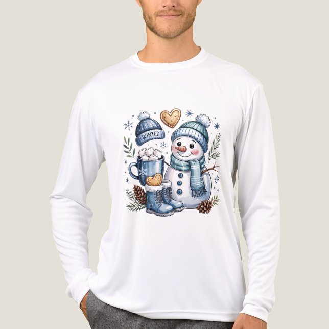 Winterlicher gemütlicher Schneemann  Tri-Blend Shirt (Vorderseite)
