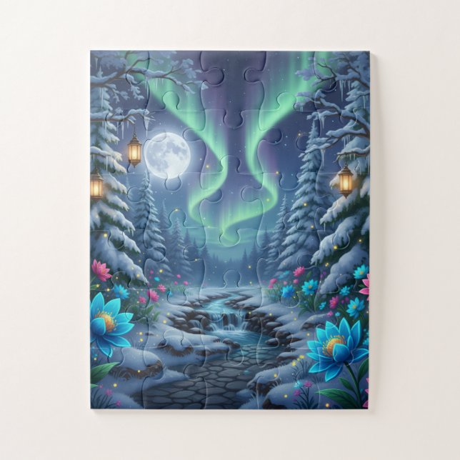 Winterlicher Mystischer Garten Puzzle (Vertikal)