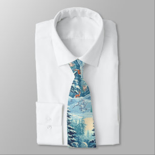 Winterlicher Pixelwald – Verschneite Waldszene Krawatte