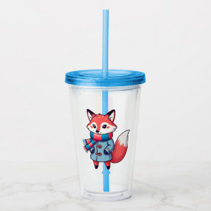 Winterlicher roter Fuchs im Kinderstil Acryltrinkbecher