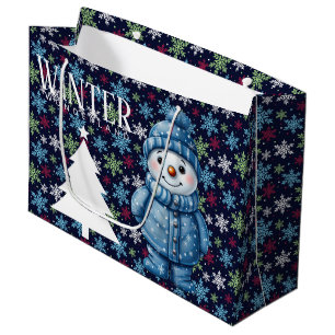 Winterlicher Schneemann   Große Geschenktüte