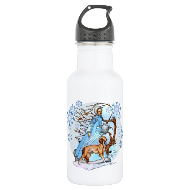 Winterlicher Spaziergang Edelstahlflasche (Vorderseite)