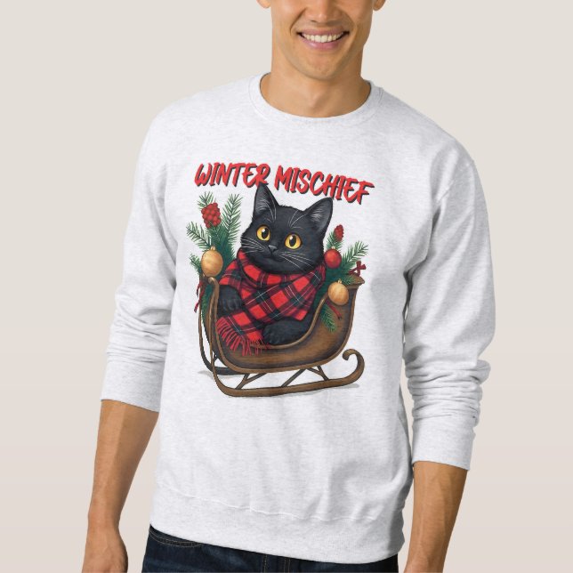 Winterlicher Unfug (2) Weihnachtskatzen-Illustrati Sweatshirt (Vorderseite)