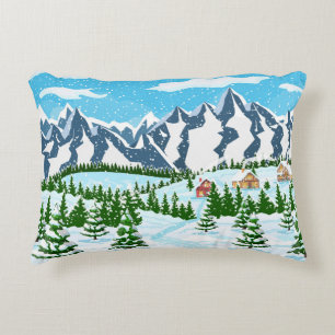 Winterlicher Weihnachts Hintergrund. Kiefernholz u Dekokissen