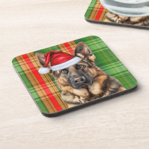 Winterliches Deutsches Schäferhund-Feiertags-Karom Getränkeuntersetzer