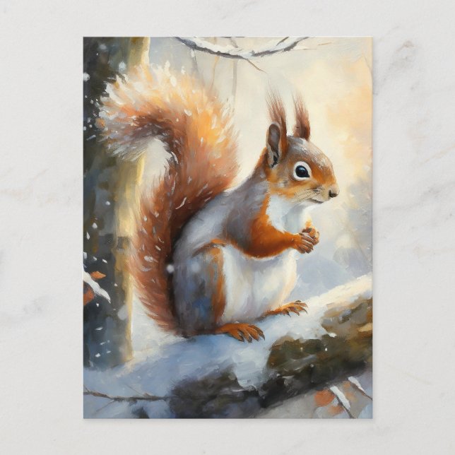 Winterliches Eichhörnchen in moderner Kunst Postkarte (Vorderseite)