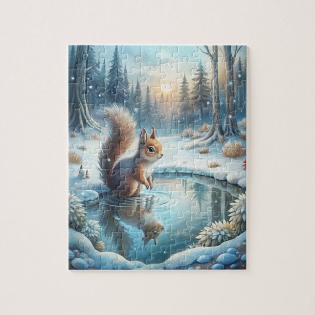 Winterliches Eichhörnchen-Rätsel Puzzle (Vertikal)