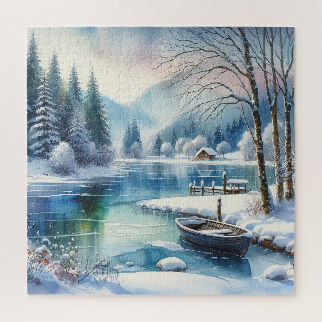 Winterliches Seebild-Puzzle Puzzle (Vertikal)
