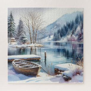 Winterliches Seenszene-Puzzle Puzzle